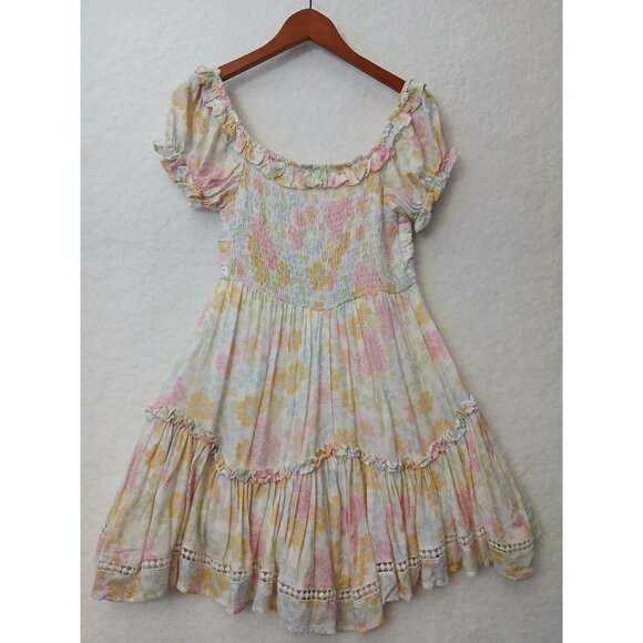 ALTAR’D STATE Floral mini dress with ruffles, cap sleeve tiered skirt. Size S - Picture 6 of 10